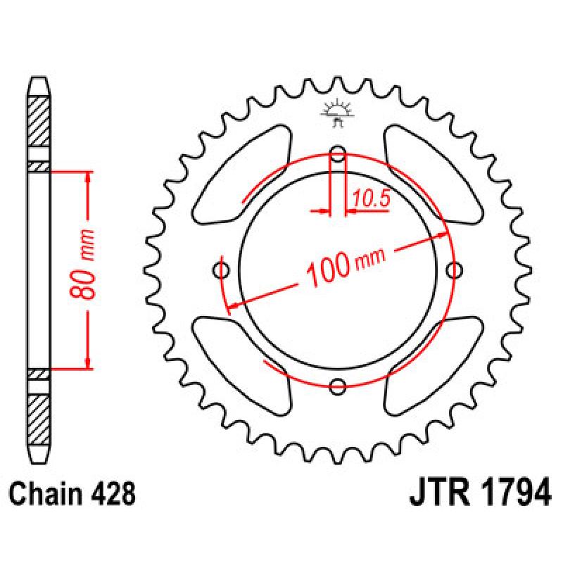 Купить Звездочка задняя JT Sprockets (шаг 428 ) JT JTR1794